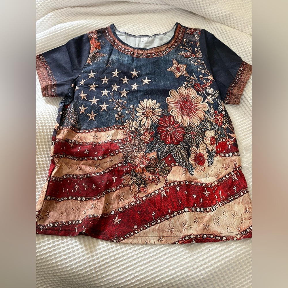 Patriotic Floral Woman’s Shirt